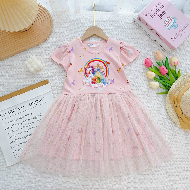 Đầm Voan, Đầm Công Chúa In Hình Dễ Thương