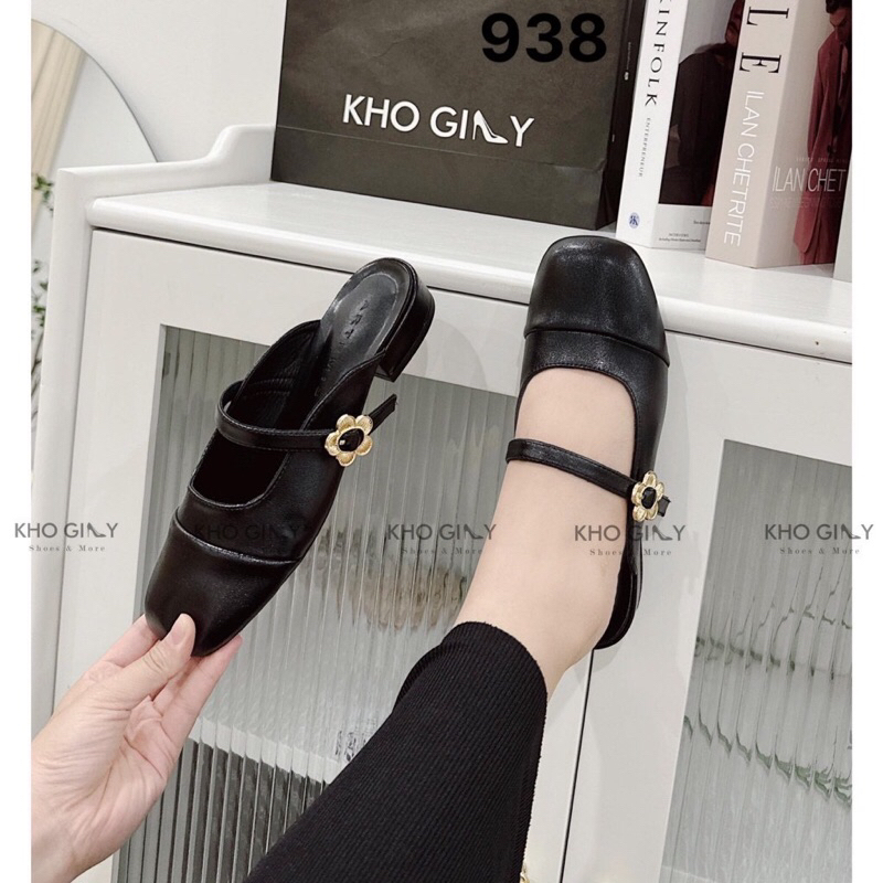 Giày Sục nữ đế 2cm quai cài ngang hoa hottrend C938