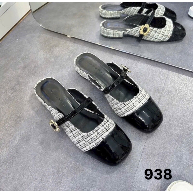 Giày Sục nữ đế 2cm quai cài ngang hoa hottrend C938