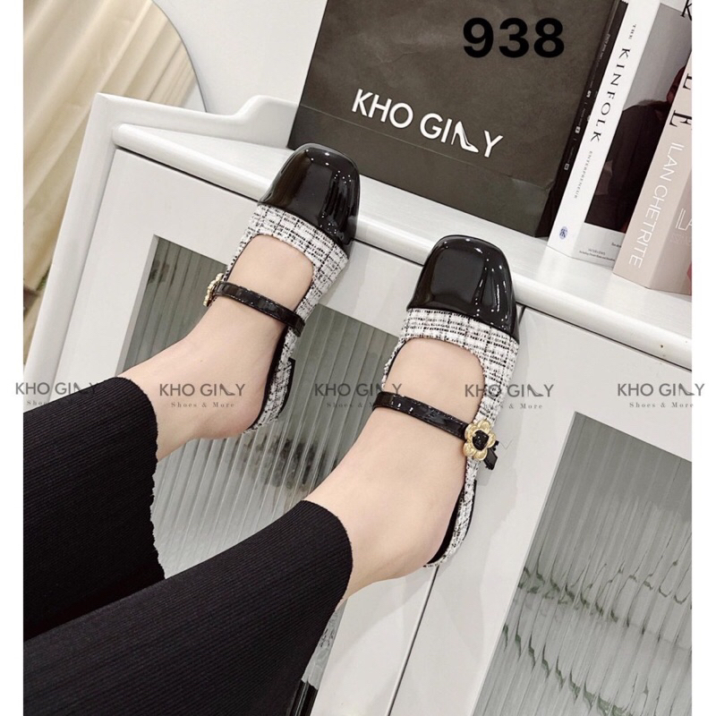Giày Sục nữ đế 2cm quai cài ngang hoa hottrend C938