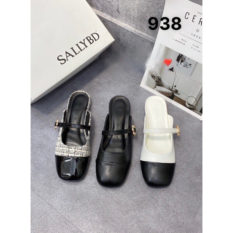 Giày Sục nữ đế 2cm quai cài ngang hoa hottrend C938