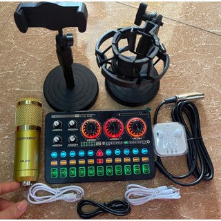  Bộ thu âm Live stream sound card K900 và mic Bm900 kèm tai nghe giá đỡ Mic đỡ ĐT 