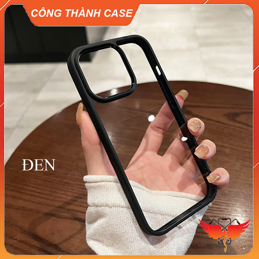 Ốp trong suốt lưng cứng viền màu cho iPhone Xsmax, 11Promax, 12Promax, 13Promax, 14Promax 15Promax chính hãng X&M