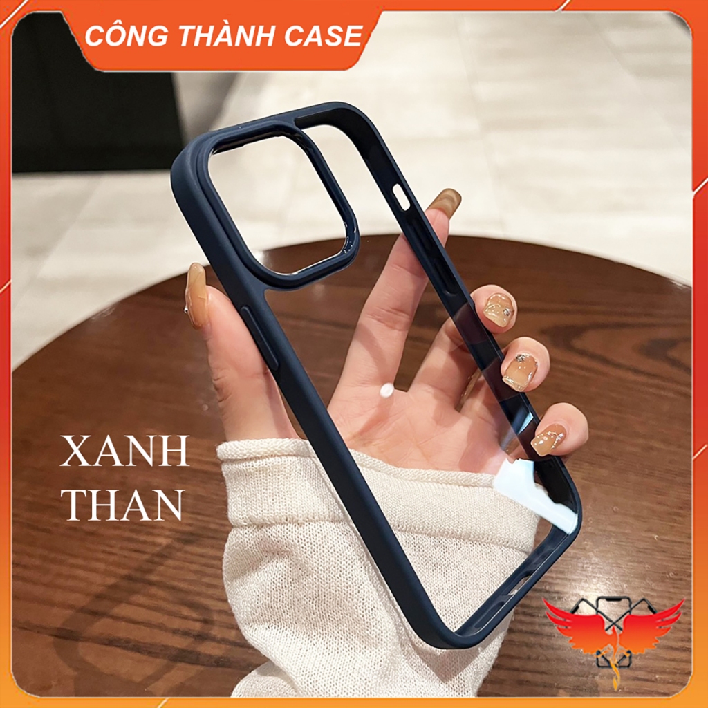 Ốp trong suốt lưng cứng viền màu cho iPhone Xsmax, 11Promax, 12Promax, 13Promax, 14Promax 15Promax chính hãng X&M