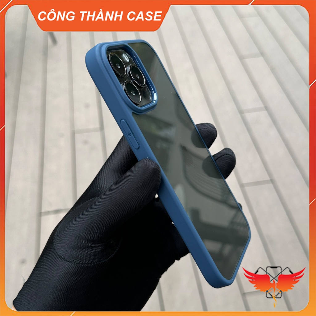 Ốp trong suốt lưng cứng viền màu cho iPhone Xsmax, 11Promax, 12Promax, 13Promax, 14Promax 15Promax chính hãng X&M