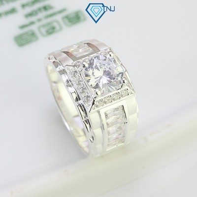 Nhẫn bạc nam S925 đính đá Baget sang trọng, trang sức bạc nam đi sự kiện NNA0519 - Trang Sức TNJ
