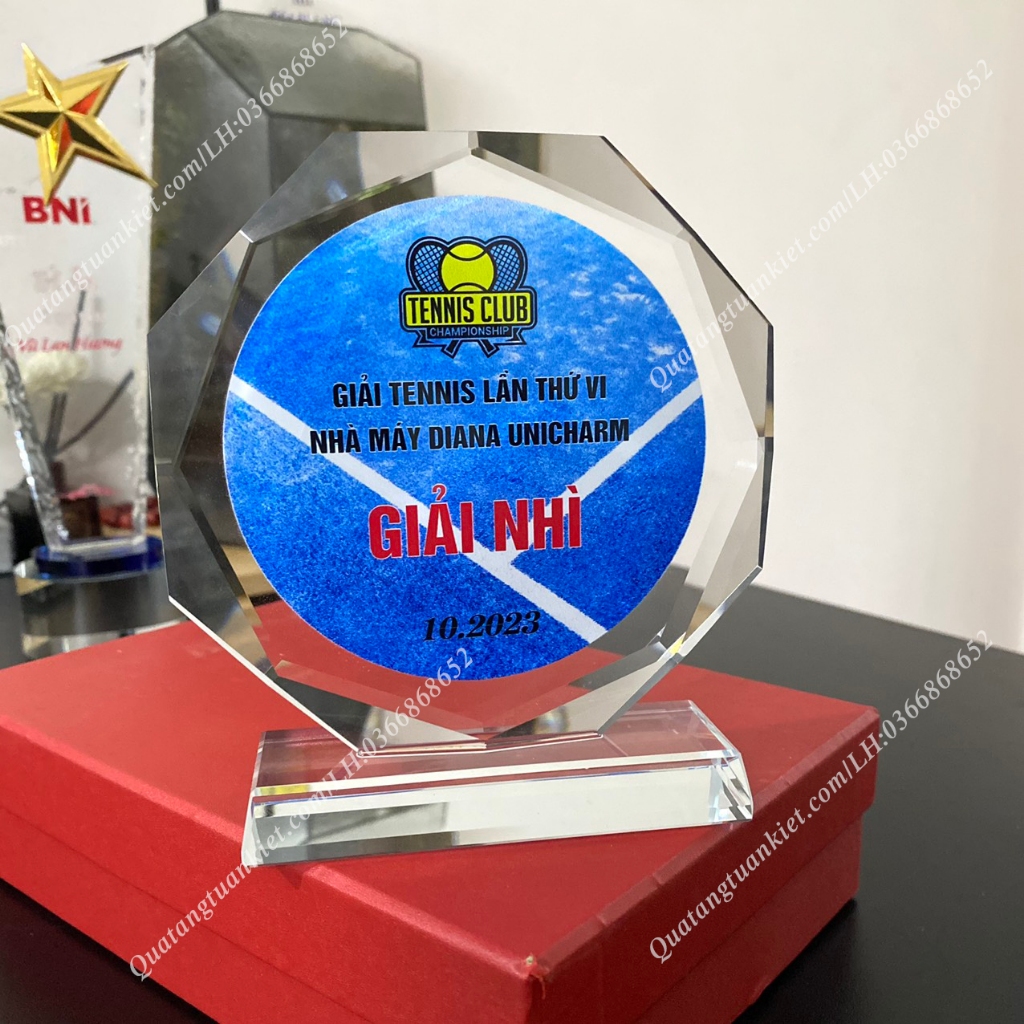 Cúp vinh danh pha lê k9 bát giác