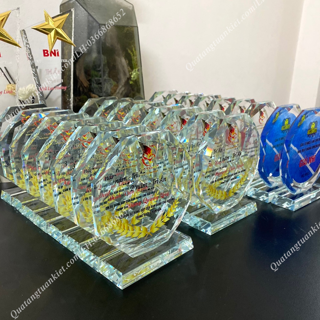 Cúp vinh danh pha lê k9 bát giác