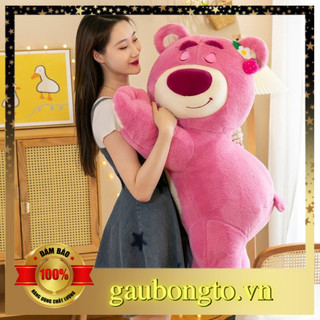 Gấu bông to Gấu Lotso Dâu 🛡𝑯𝒂̀𝒏𝒈 𝑪𝒂𝒐 𝑪𝒂̂́𝒑🛡, Gấu Dâu Gấu Lotso Nằm Ngủ Dễ Thương, gối ôm hình thú nhồi bông mềm mịn