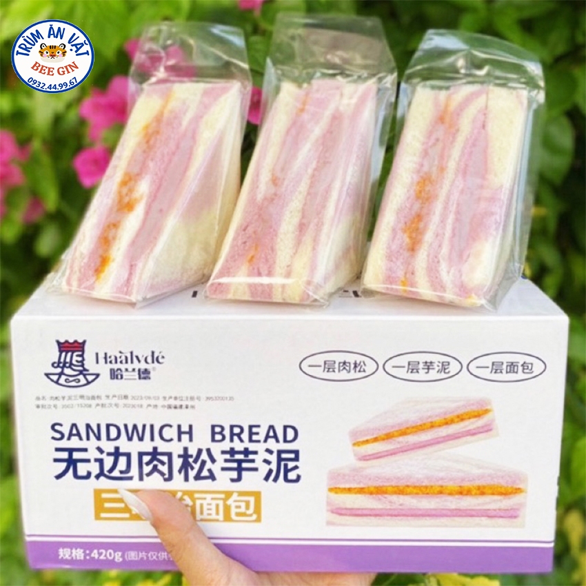 Hộp 6 Bánh Sandwich Tam Giác Lúa Mạch Chà Bông Khoai Mỡ B103 - Ăn Vặt BeeGin