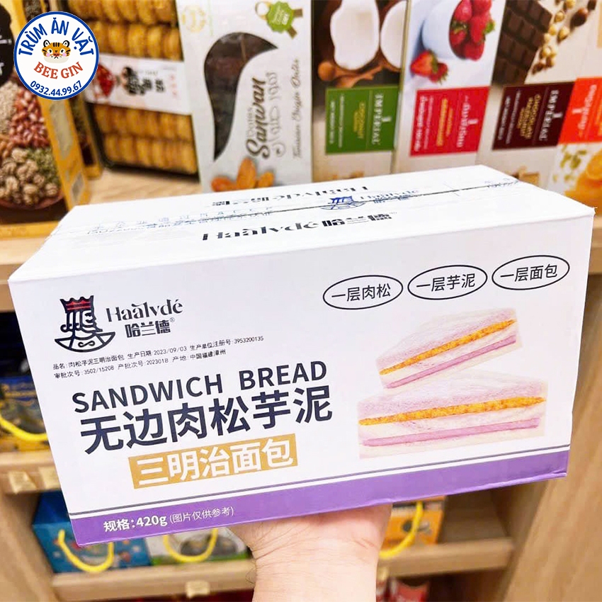 Hộp 6 Bánh Sandwich Tam Giác Lúa Mạch Chà Bông Khoai Mỡ B103 - Ăn Vặt BeeGin