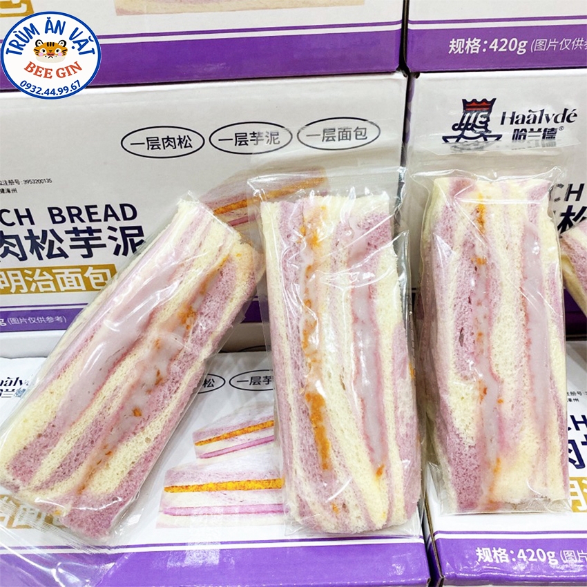 Hộp 6 Bánh Sandwich Tam Giác Lúa Mạch Chà Bông Khoai Mỡ B103 - Ăn Vặt BeeGin