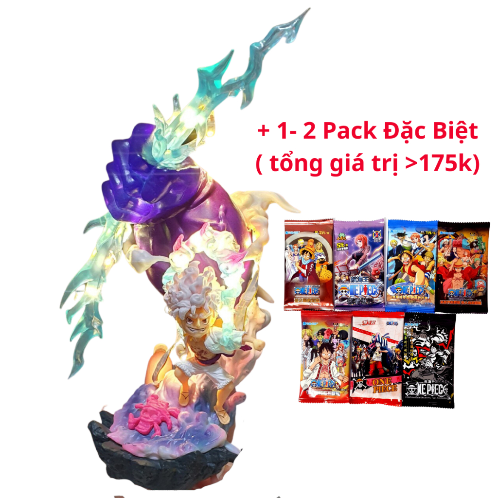 Mô hình Luffy Gear 5 Nika tay đấm siêu to khổng lồ cao 21cm - Nobox- Mô hình One Piece