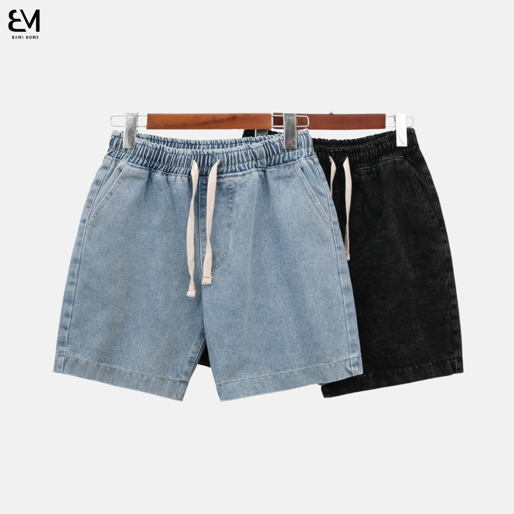 Quần short jeans nam cao cấp BAMIHOME quần đùi Jean vải dày đẹp không bay màu dễ phối đồ QJ03