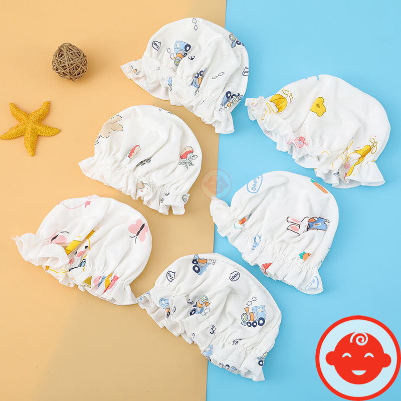 Mũ sơ sinh cotton tai bèo nỉ co dãn cho bé M02