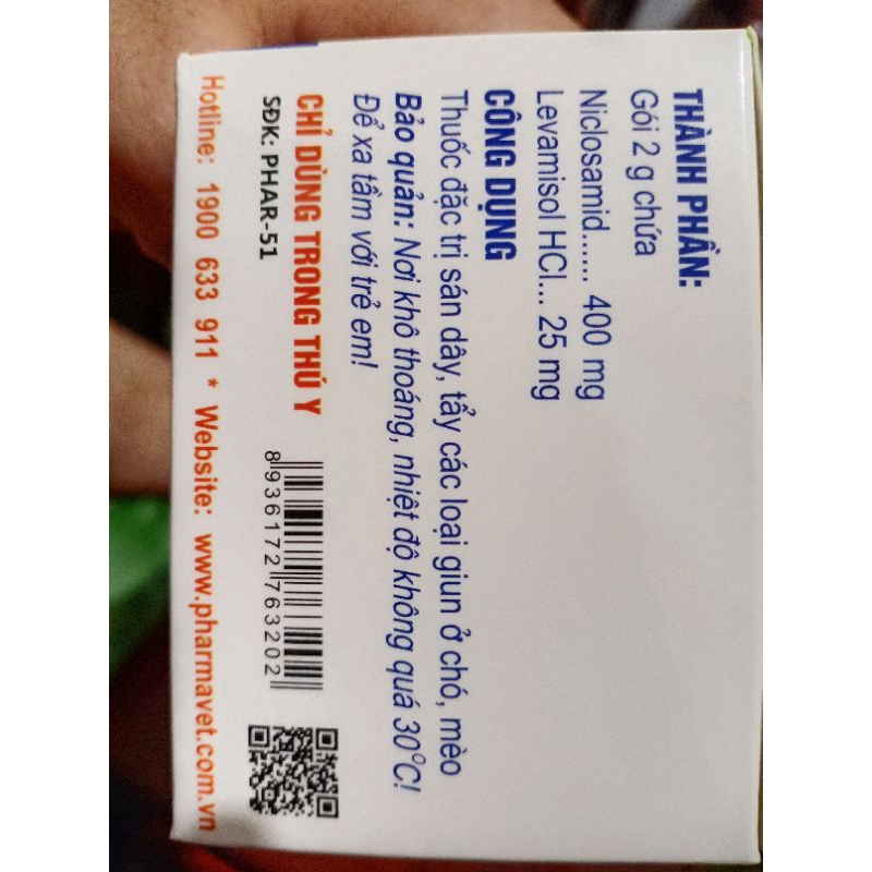 Đặc t r ị sán dây, tẩy giun chó mèo gói 2g PHARACADO