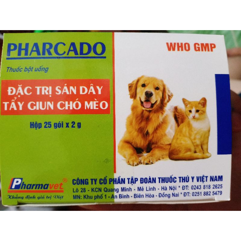 Đặc t r ị sán dây, tẩy giun chó mèo gói 2g PHARACADO