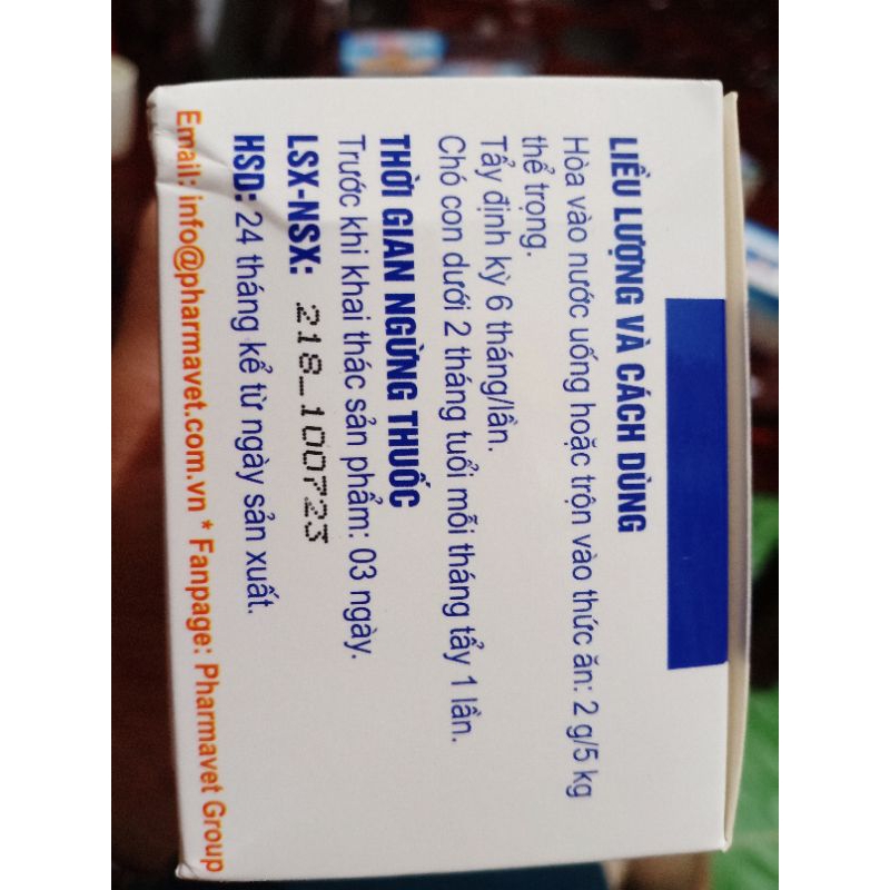 Đặc t r ị sán dây, tẩy giun chó mèo gói 2g PHARACADO