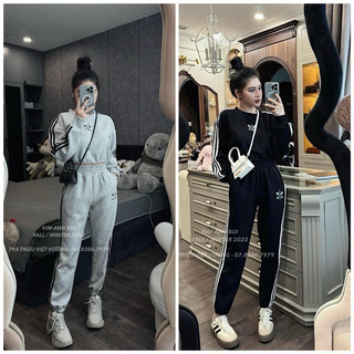 Sét áo nỉ xốp dài tay adi.das + quần bo gấu