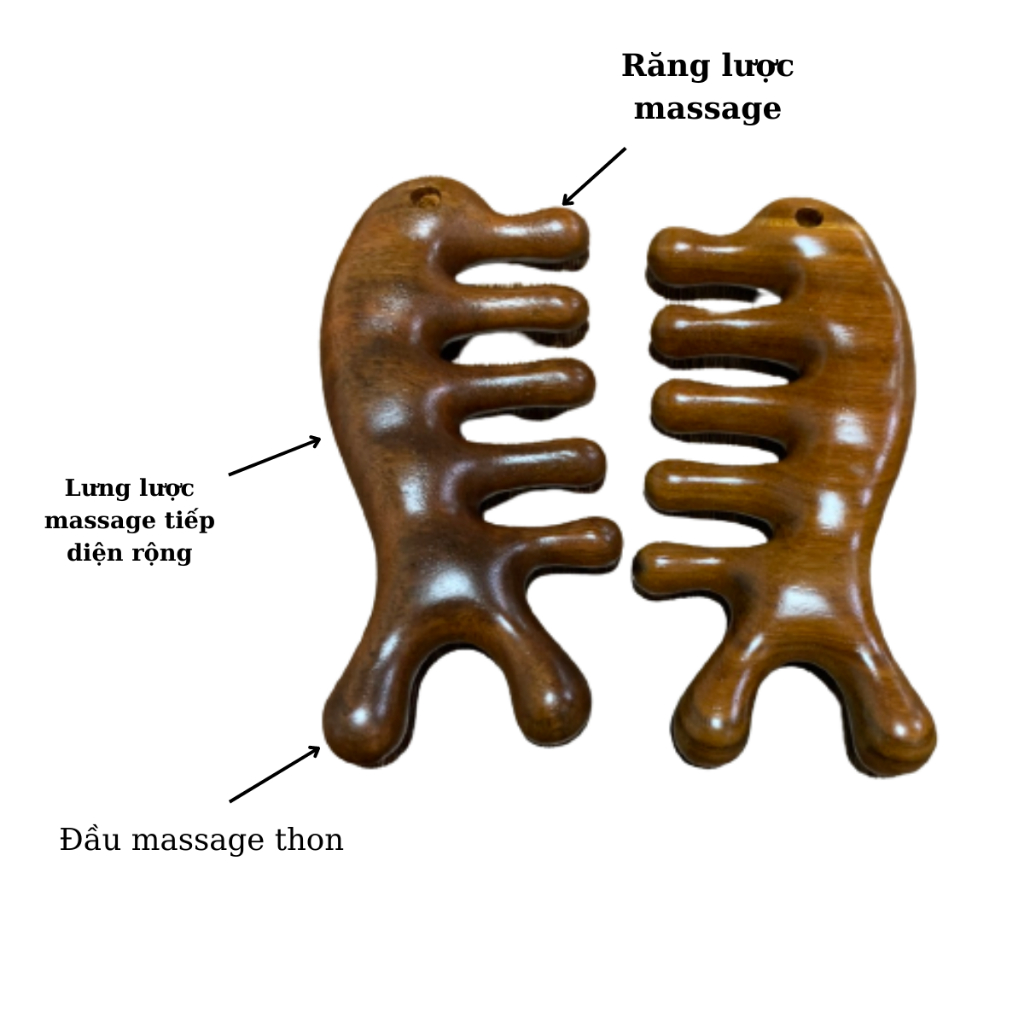 Lược Gỗ Đàn Hương Mát Xa Lưu Thông Máu Đa Năng