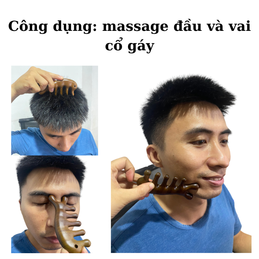 Lược Gỗ Đàn Hương Mát Xa Lưu Thông Máu Đa Năng