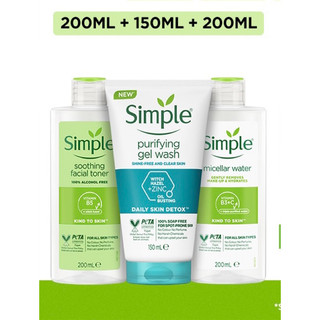 Combo simple tẩy trang 200ml + toner 200ml + sữa rửa mặt 150ml