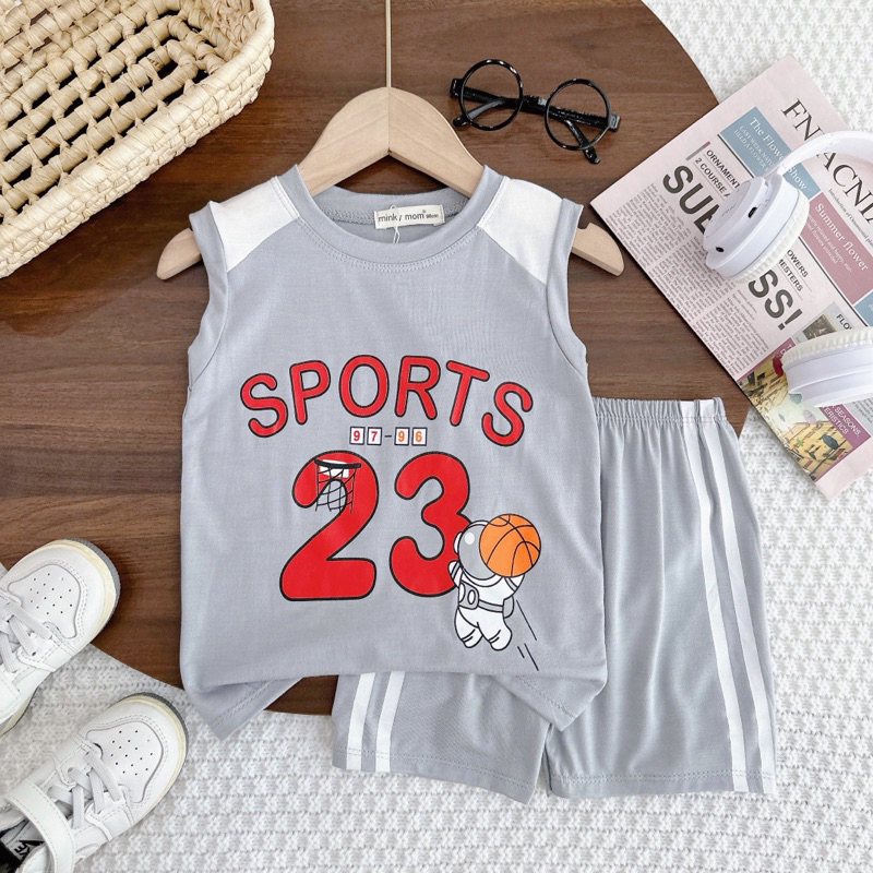 Size 8-26kg BỘ BA LỖ SỐ THUN LẠNH THỂ THAO CHO BÉ