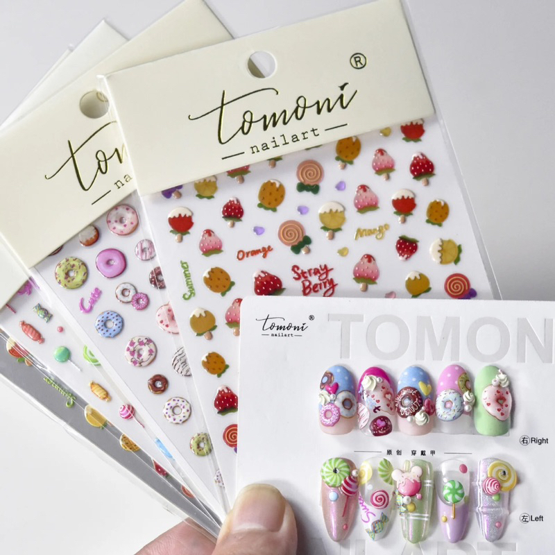 Sticker dán móng tay nail sticker lụa cao cấp TOMONI mẫu dán nổi phong cách Nhật Hàn