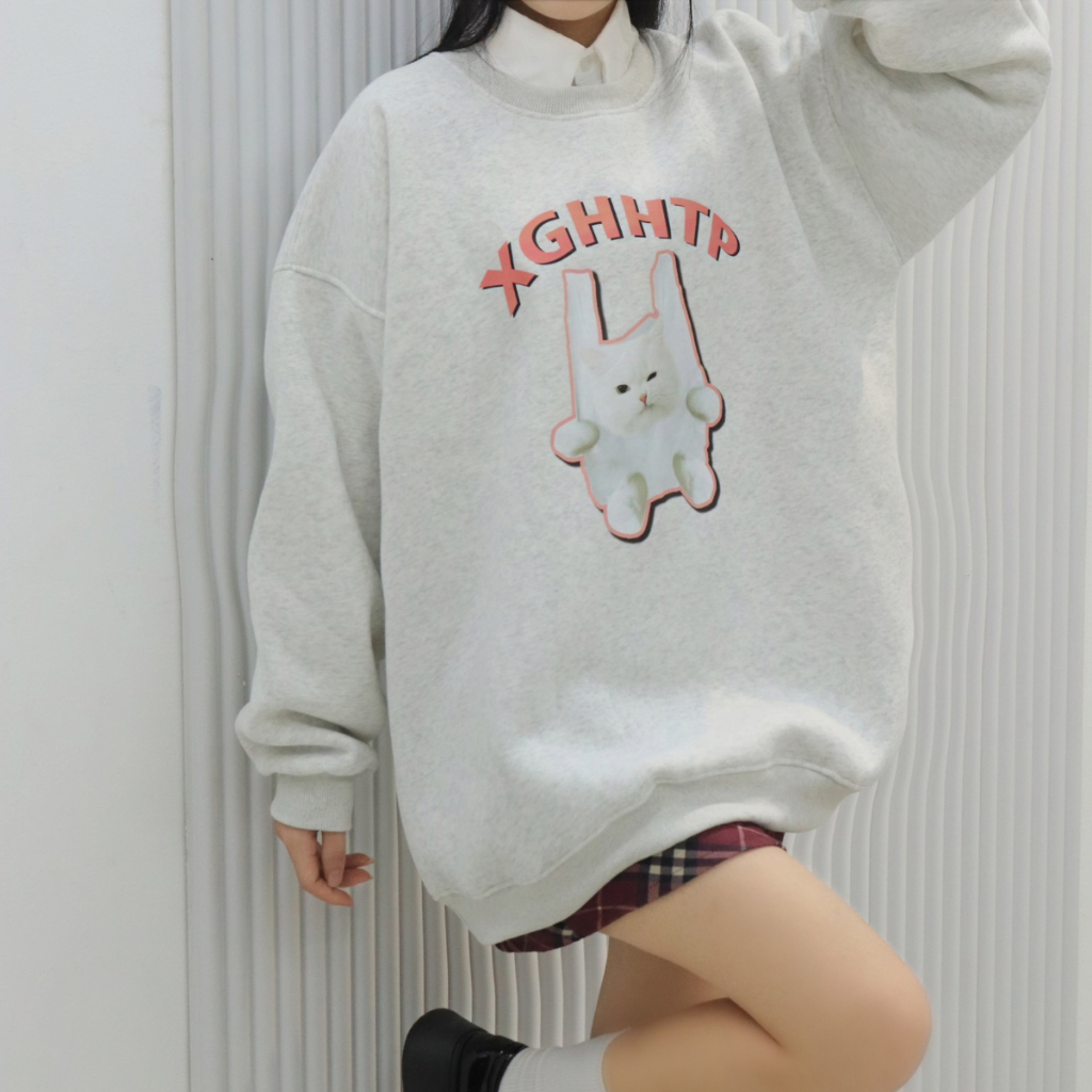 Áo nỉ sweater Mèo Dễ Thương form rộng unisex TOSUN S07