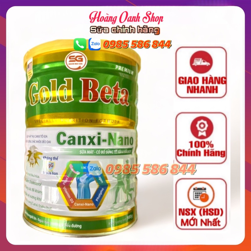 Sữa GOLD BETA Canxi Nano 900g - Sữa dành cho người già - Loãng Xương - Tiểu đường