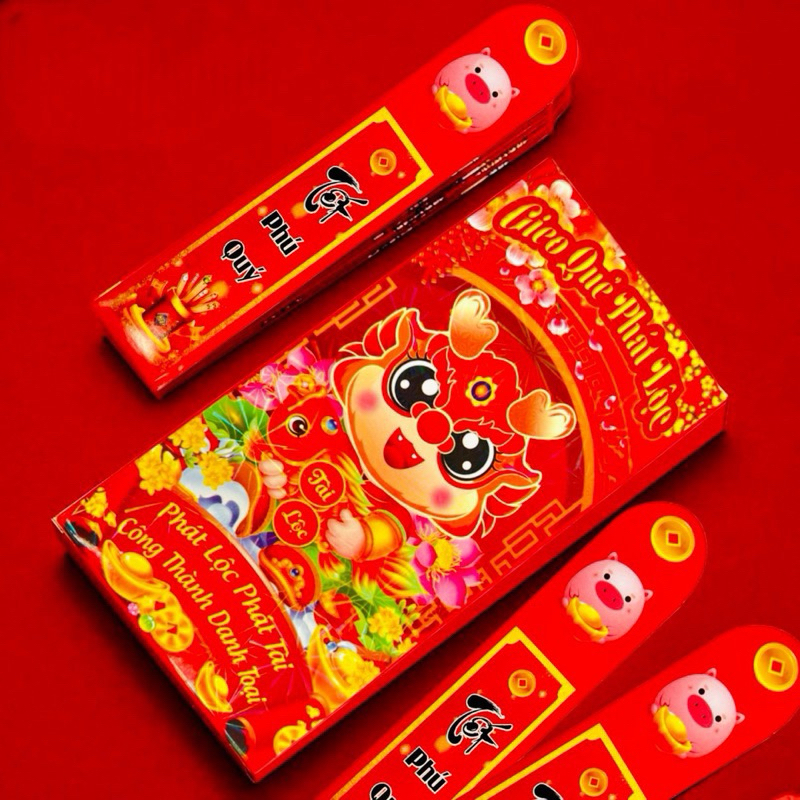 Bao Lì Xì Gieo Quẻ Cáng Bóng, Hộp 12 Quẻ, Bao Lì Xì Tết