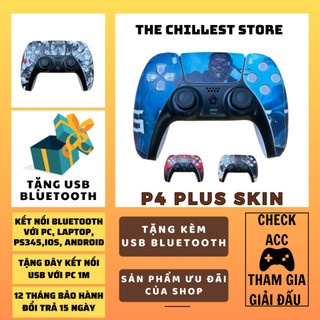 Tay cầm chơi game P4 PLUS SKIN các loại, Tặng kèm USB Bluetooth, Tay cầm chơi game Bluetooth và có dây