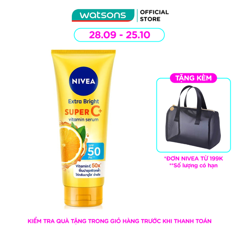 Tinh Chất Dưỡng Thể Nivea Sáng Da Extra Bright Super C+ Vitamin Serum SPF50 PA++ 320ml