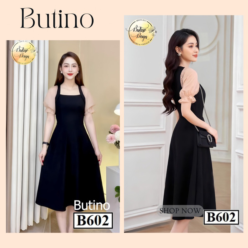 Đầm dự tiệc B602 Đen D - Váy dự tiệc B602 D Đen hàng thiết kế BUTINO SHOP