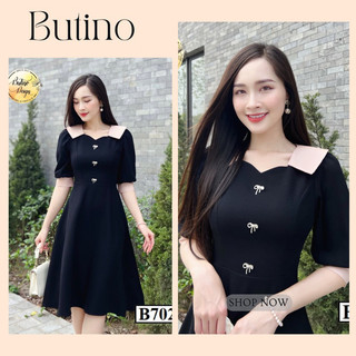 Váy dự tiệc b702 đen a - đầm dự tiệc b702 đen dáng xòe hàng thiết kế sang trọng cao cấp butino shop