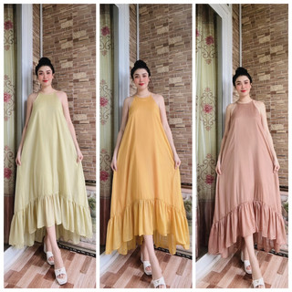Đầm yếm voan tơ tùng đuôi cá tà sau dài hơn trước (gia.out-290k/sịp25k/cók50k.chat.dép)