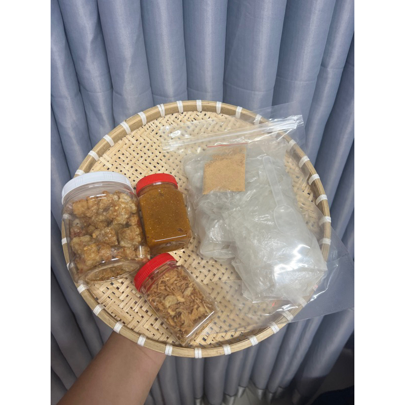 Combo bánh tráng chấm muối béo + tốp mỡ 100g
