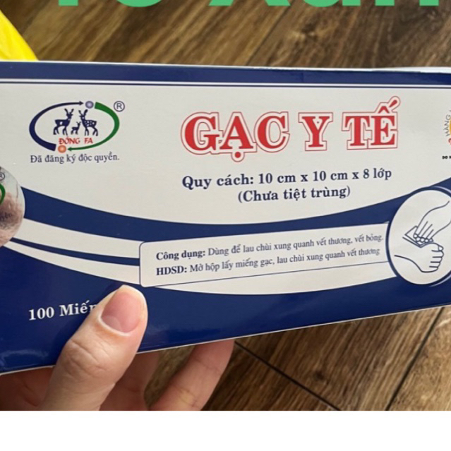 Gạc Y Tế Đông Pha , Gạc Đắp Mặt Nạ 1 Hộp 100 Miếng  Kích Thước 10cm x 10cm