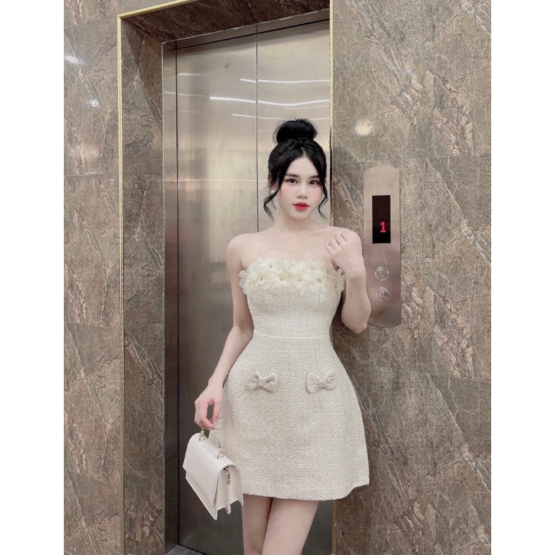 ĐẦM DẠ KIM TUYẾN ĐÍNH HOA+ĐÁ THỦ CÔNG VÔ CÙNG SANG