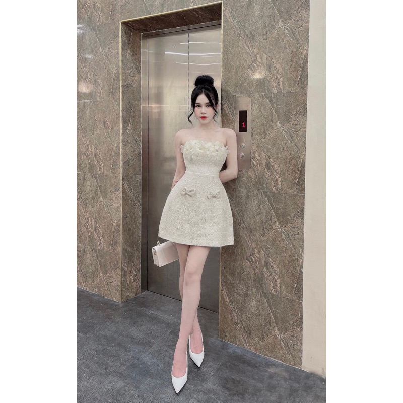 ĐẦM DẠ KIM TUYẾN ĐÍNH HOA+ĐÁ THỦ CÔNG VÔ CÙNG SANG