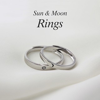Nhẫn bạc đôi nam nữ Lily Silver Mặt Trời Mặt Trăng điều chỉnh được kích cỡ chất liệu bạc ta