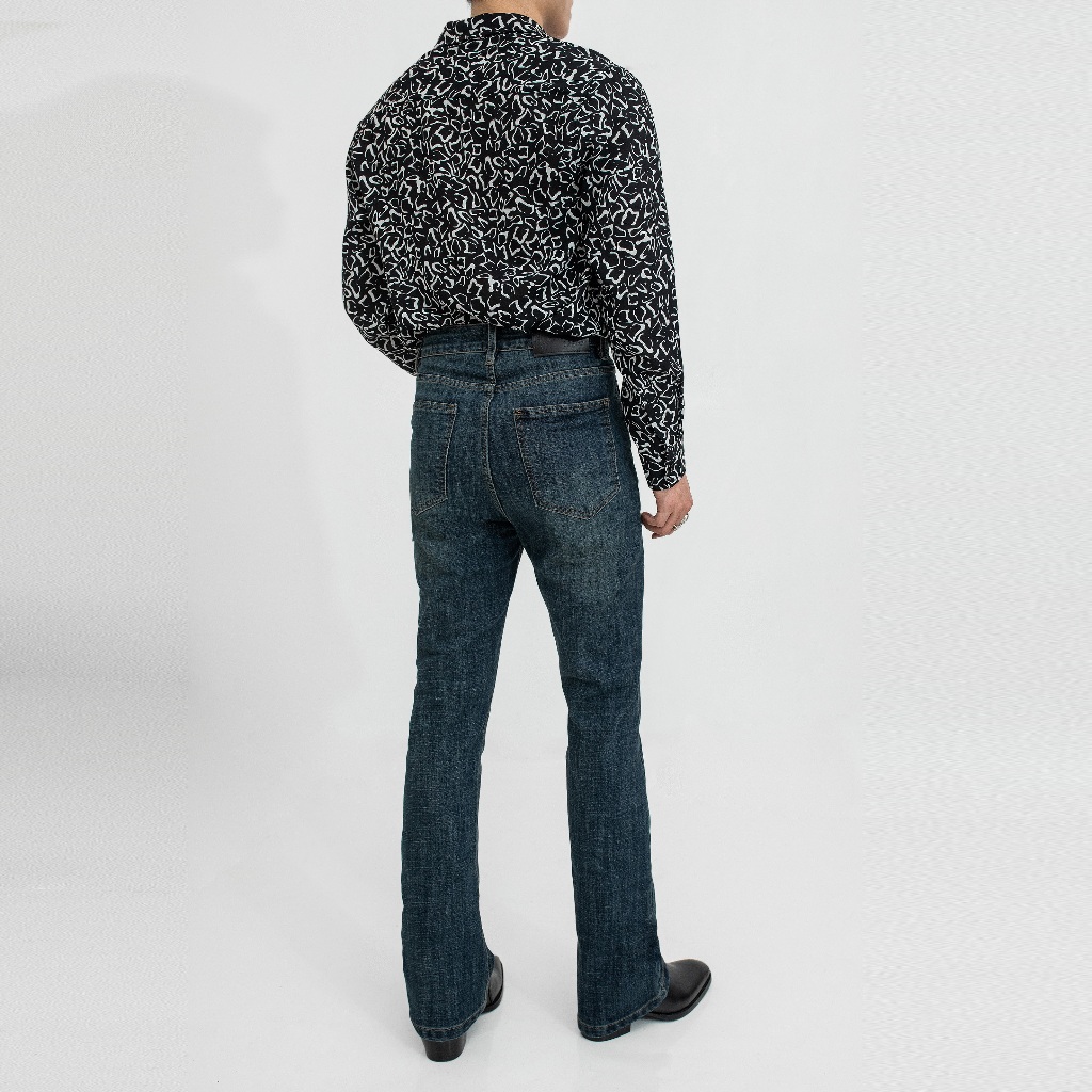 Quần Jeans Nam Ống Loe Co Dãn LA CIAN Flare Jeans DARK BLUE