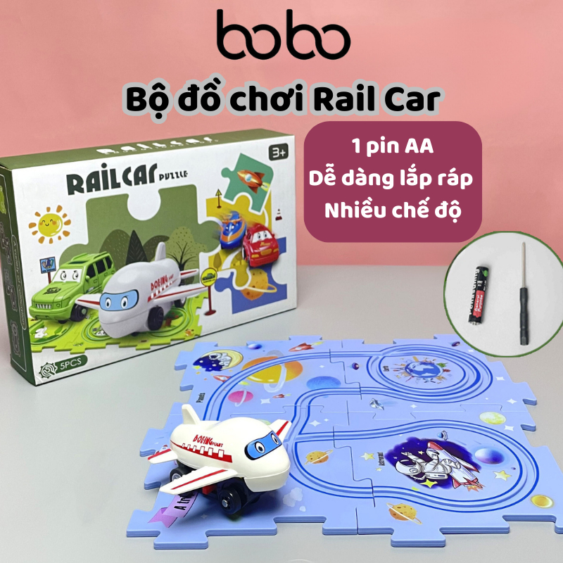 Bộ đồ chơi 4 mảnh Rall Car gồm máy bay, ô tô, tàu biển đồ chơi tư duy sáng tạo cho bé