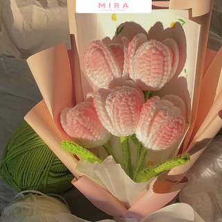  Hoa Tulip Handmade loang màu siêu xinh,bó hoa tốt nghiệp cute handmade làm từ len mix,tặng người yêu