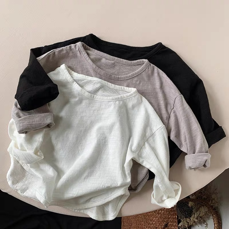Áo dài tay kiểu dáng Hàn Quốc mặc mùa thu đông chất Cotton XƯỢC cho bé từ 8-22kg