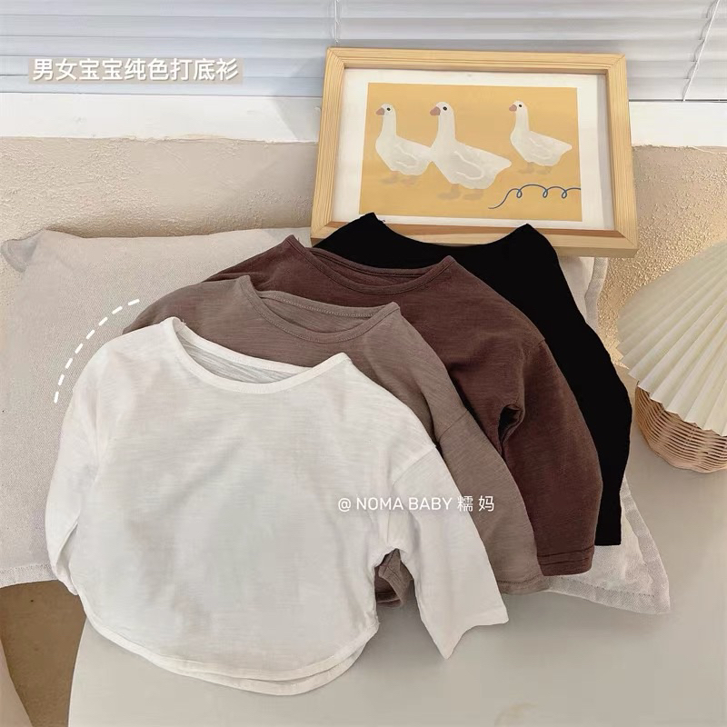 Áo dài tay kiểu dáng Hàn Quốc mặc mùa thu đông chất Cotton XƯỢC cho bé từ 8-22kg