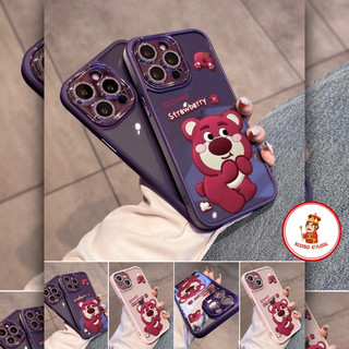 Ốp lưng iphone 11 12 13 14 Pro Max Xs Max chống ố bảo vệ camera kim tuyến hình gấu dâu losto  PGNA