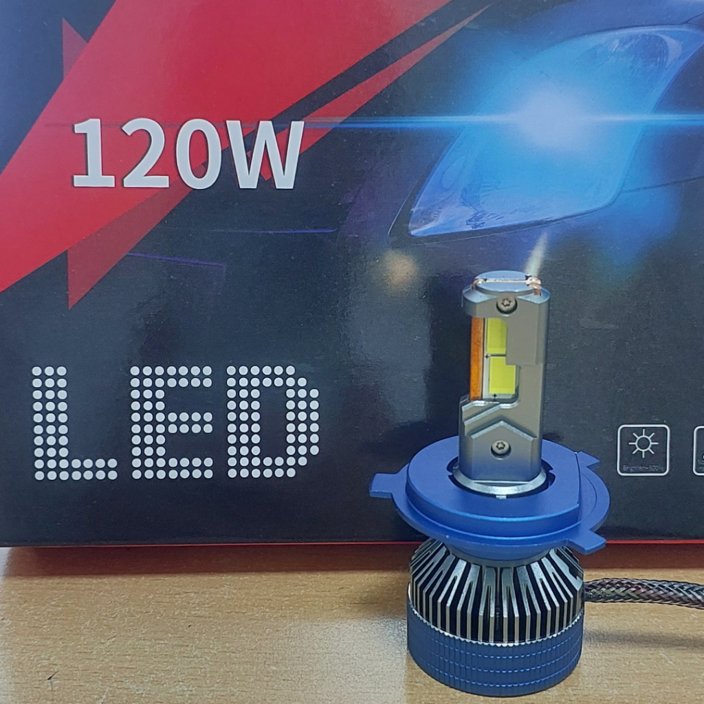 Pha led MJ80 Công suất 120w 1 bóng, 24 Chip led chân H4 lắp ô tô, xe máy.