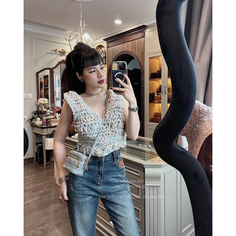 QUẦN BAGGY JEANS NỮ LƯNG CAO XƯỚC RÁCH THÊU TÚI #1250