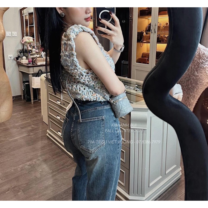 QUẦN BAGGY JEANS NỮ LƯNG CAO XƯỚC RÁCH THÊU TÚI #1250